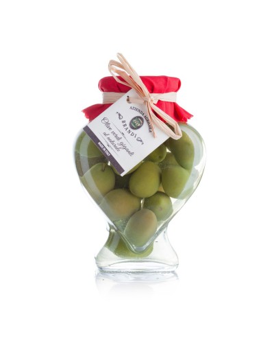 Vaso cuore Olive verdi Bella di Cerignola al naturale - 280 gr